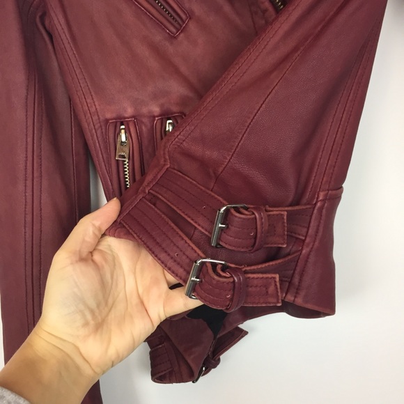 IRO Han Burgundy Lamb Leather Moto Jacket \\ XS - Picture 4 of 8